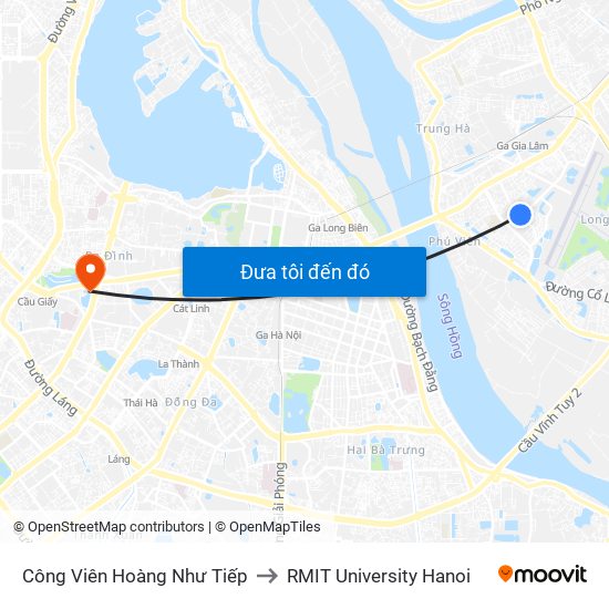 Công Viên Hoàng Như Tiếp to RMIT University Hanoi map