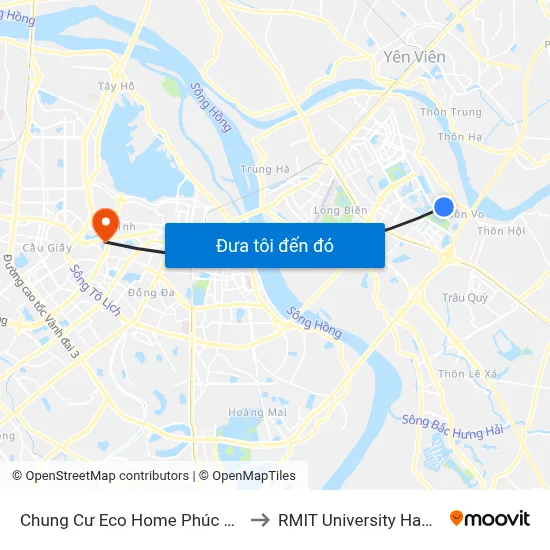 Chung Cư Eco Home Phúc Lợi to RMIT University Hanoi map