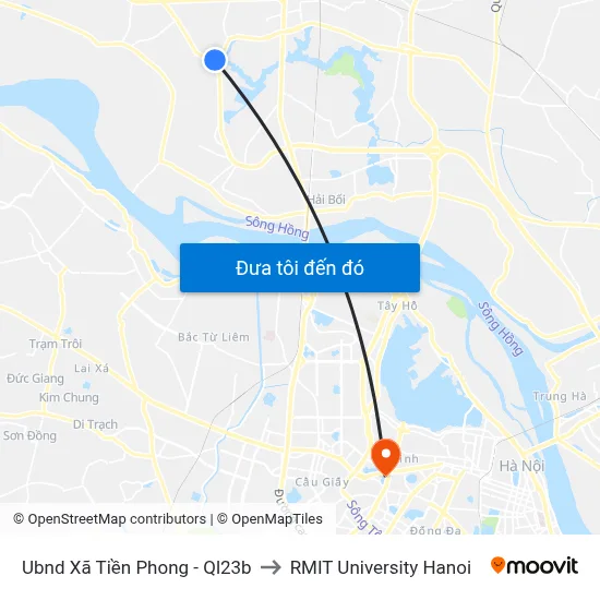 Ubnd Xã Tiền Phong - Ql23b to RMIT University Hanoi map