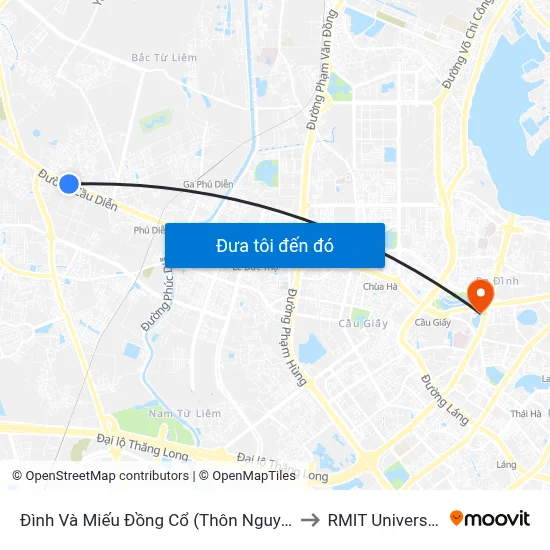 Đình Và Miếu Đồng Cổ (Thôn Nguyên Xá) - Đường 32 to RMIT University Hanoi map