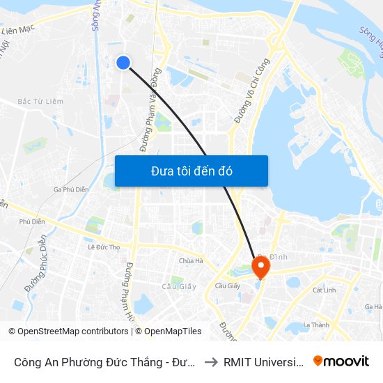 Công An Phường Đức Thắng - Đường Đông Ngạc to RMIT University Hanoi map