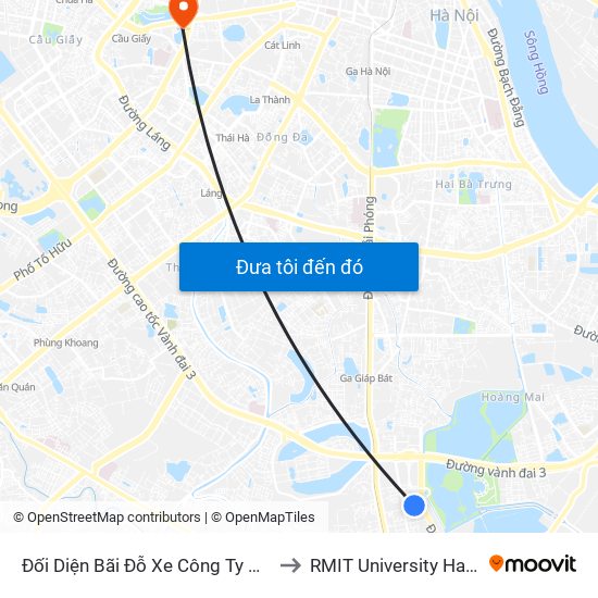 Đối Diện Bãi Đỗ Xe Công Ty Hino to RMIT University Hanoi map