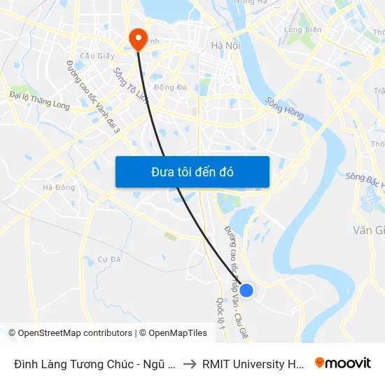 Đình Làng Tương Chúc - Ngũ Hiệp to RMIT University Hanoi map