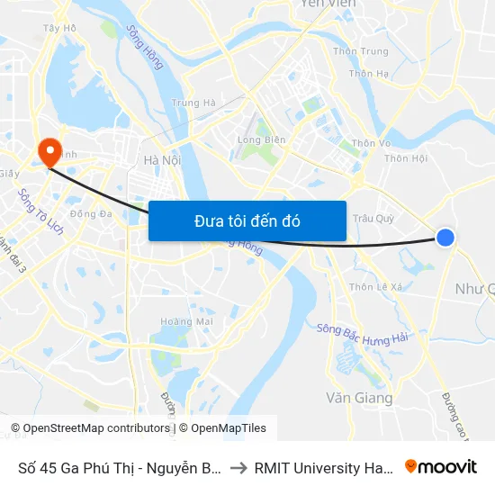 Số 45 Ga Phú Thị - Nguyễn Bình to RMIT University Hanoi map