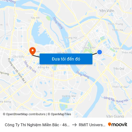 Công Ty Thí Nghiệm Miền Bắc - 465 Nguyễn Văn Linh to RMIT University Hanoi map