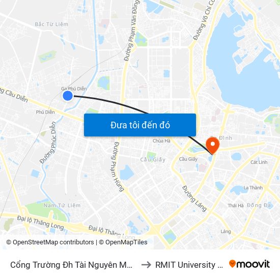 Cổng Trường Đh Tài Nguyên Môi Trường to RMIT University Hanoi map