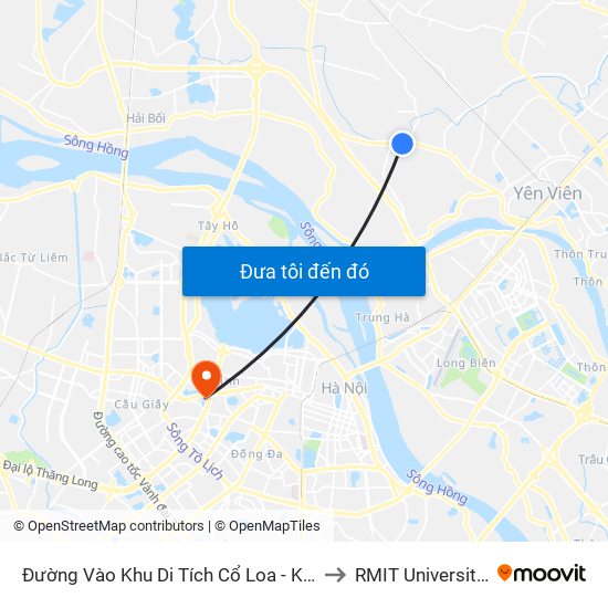 Đường Vào Khu Di Tích Cổ Loa - Km 5 Quốc Lộ 3 to RMIT University Hanoi map