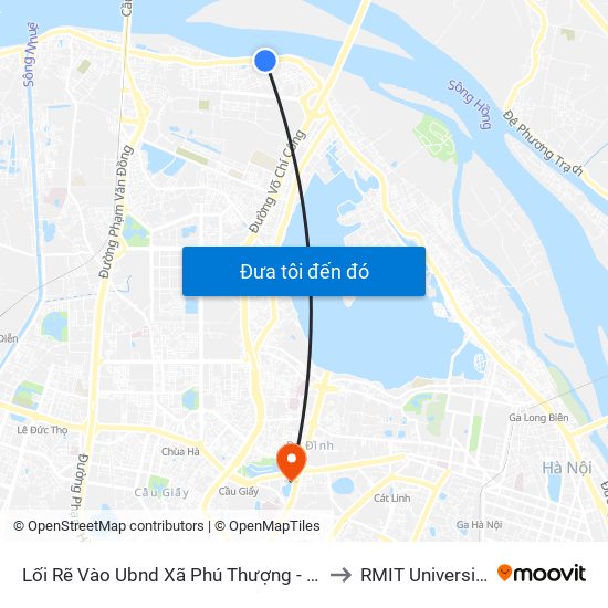 Lối Rẽ Vào Ubnd Xã Phú Thượng - An Dương Vương to RMIT University Hanoi map