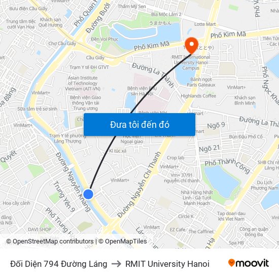 Đối Diện 794 Đường Láng to RMIT University Hanoi map