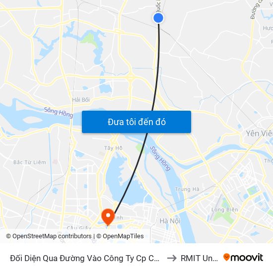 Đối Diện Qua Đường Vào Công Ty Cp Chế Tạo Thiết Bị Điện 45m - Km 14+300 Quốc Lộ 3 to RMIT University Hanoi map