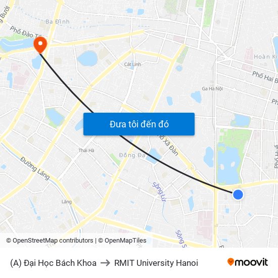 (A) Đại Học Bách Khoa to RMIT University Hanoi map