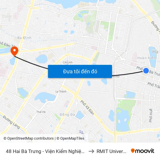 48 Hai Bà Trưng - Viện Kiểm Nghiệm Thuốc Trung Ương to RMIT University Hanoi map