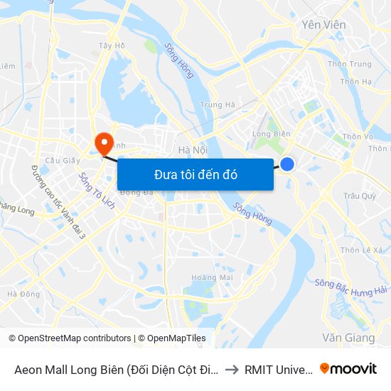Aeon Mall Long Biên (Đối Diện Cột Điện T4a/2a-B Đường Cổ Linh) to RMIT University Hanoi map