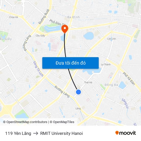 119 Yên Lãng to RMIT University Hanoi map