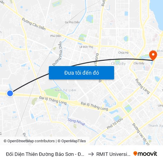 Đối Diện Thiên Đường Bảo Sơn - Đại Lộ Thăng Long to RMIT University Hanoi map