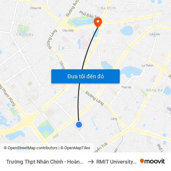 Trường Thpt Nhân Chính - Hoàng Đạo Thúy to RMIT University Hanoi map