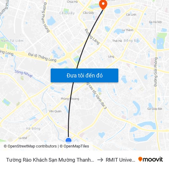 Tường Rào Khách Sạn Mường Thanh - Kđt Xa La - Đường Phúc La to RMIT University Hanoi map