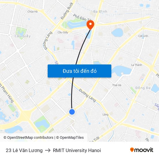 23 Lê Văn Lương to RMIT University Hanoi map