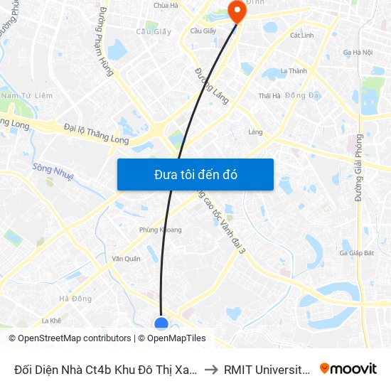 Đối Diện Nhà Ct4b Khu Đô Thị Xa La - Phúc La to RMIT University Hanoi map