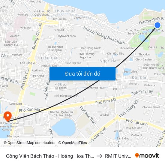 Công Viên Bách Thảo - Hoàng Hoa Thám (Đd Trường Thcs Chu Văn An) to RMIT University Hanoi map