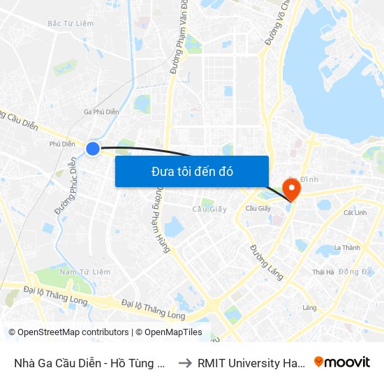 Nhà Ga Cầu Diễn - Hồ Tùng Mậu to RMIT University Hanoi map