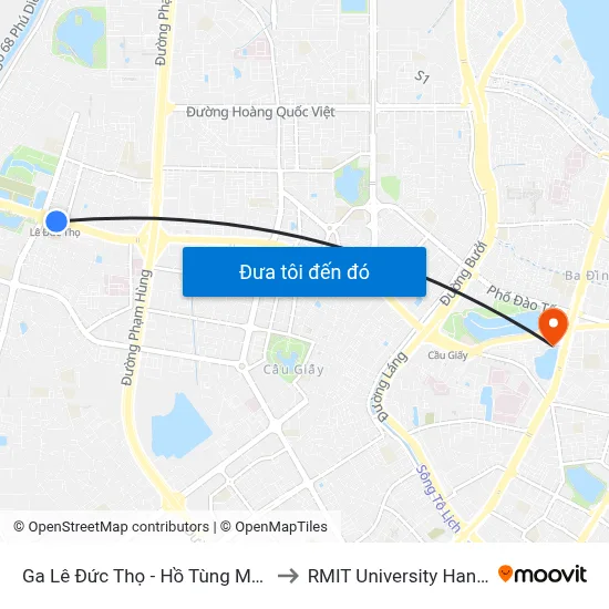 Ga Lê Đức Thọ - Hồ Tùng Mậu to RMIT University Hanoi map