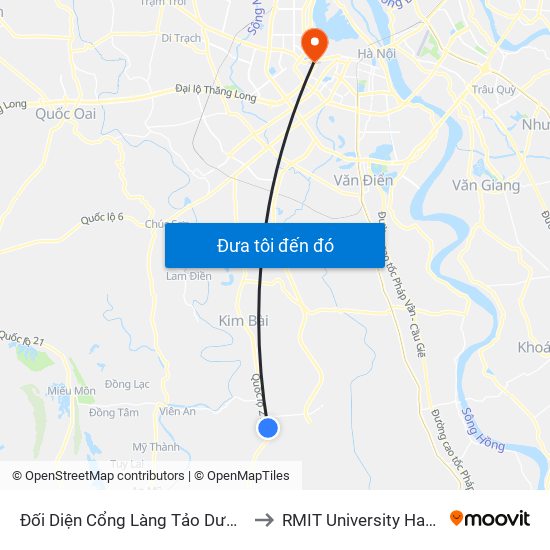 Đối Diện Cổng Làng Tảo Dương to RMIT University Hanoi map