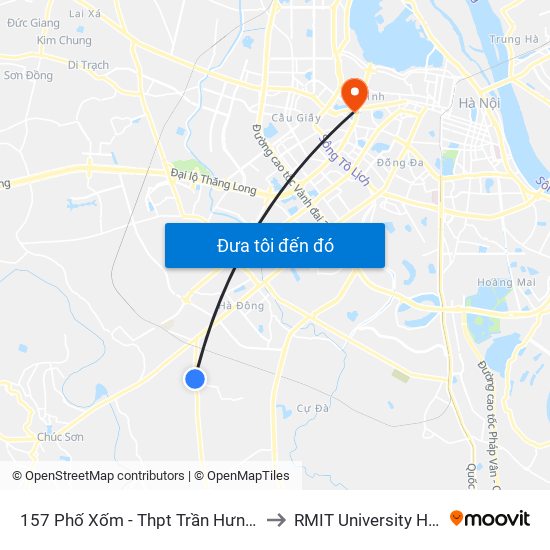 157 Phố Xốm - Thpt Trần Hưng Đạo to RMIT University Hanoi map