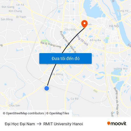 Đại Học Đại Nam to RMIT University Hanoi map