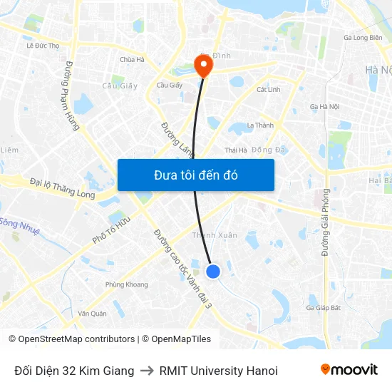 Đối Diện 32 Kim Giang to RMIT University Hanoi map