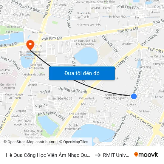 Hè Qua Cổng Học Viện Âm Nhạc Quốc Gia Việt Nam - 77 Hào Nam to RMIT University Hanoi map