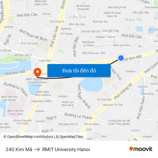 240 Kim Mã to RMIT University Hanoi map