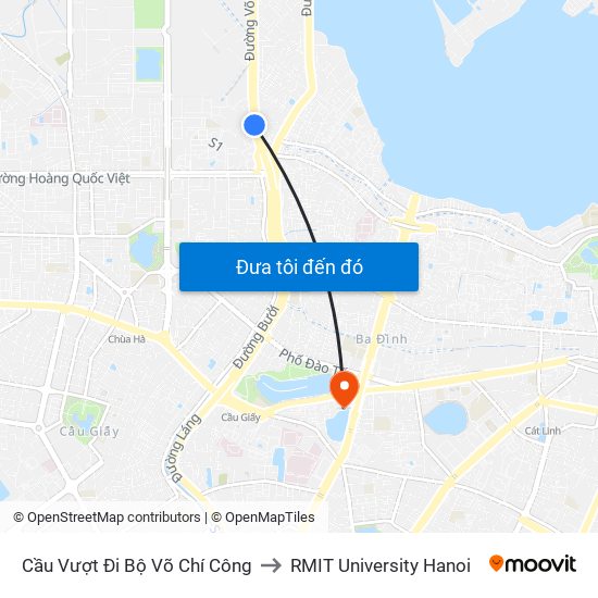 Cầu Vượt Đi Bộ  Võ Chí Công to RMIT University Hanoi map