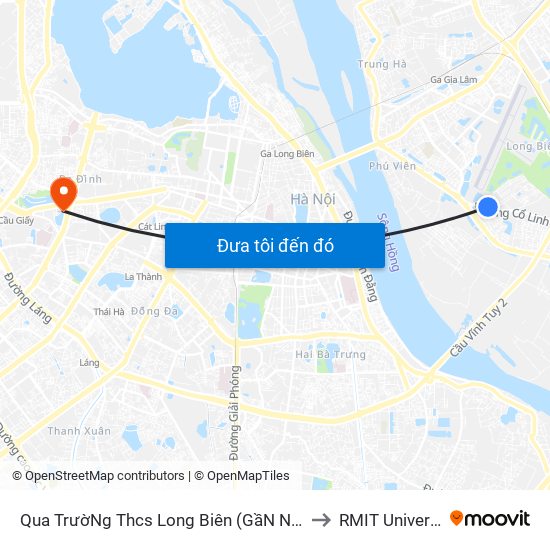 Qua TrườNg Thcs Long Biên (GầN Ngõ 46 Tư ĐìNh) - Cổ Linh to RMIT University Hanoi map