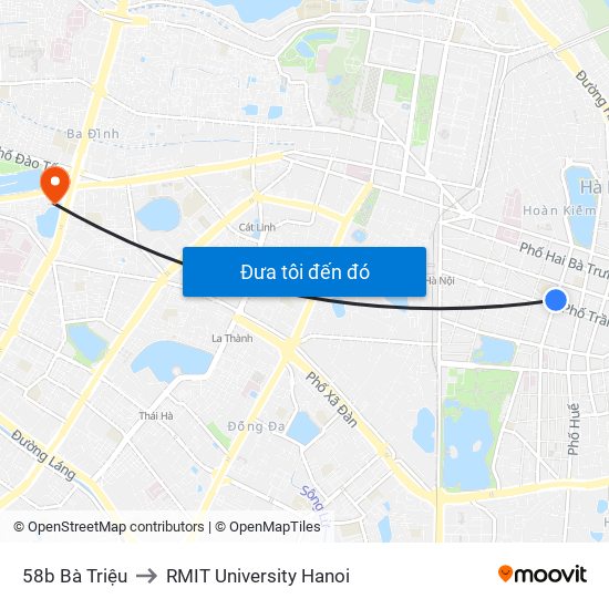 58b Bà Triệu to RMIT University Hanoi map