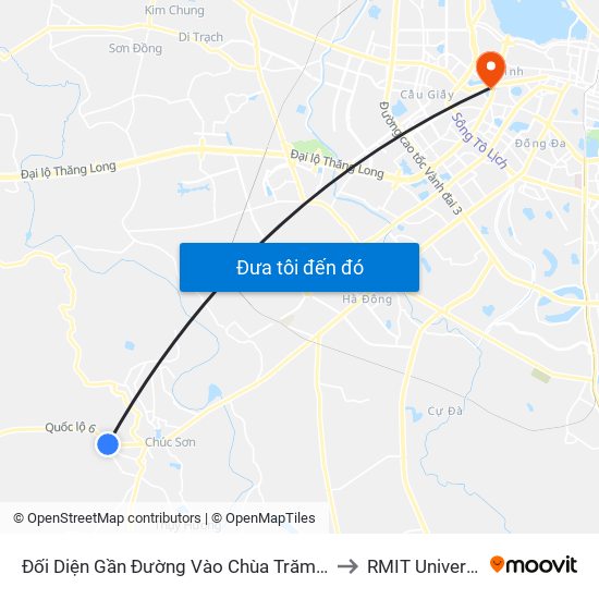 Đối Diện Gần Đường Vào Chùa Trăm Gian 100m - Quốc Lộ 6 to RMIT University Hanoi map