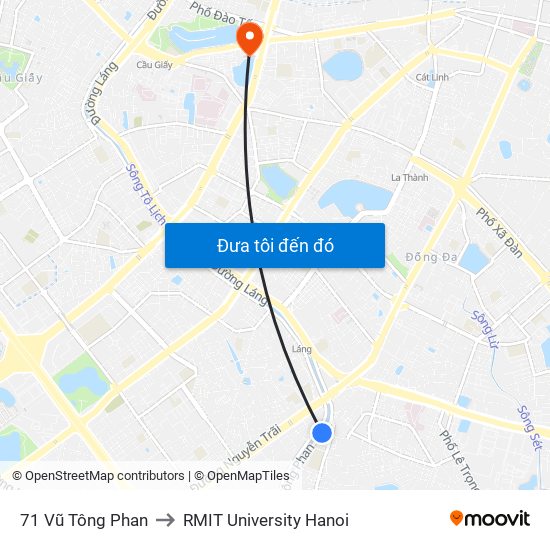 71 Vũ Tông Phan to RMIT University Hanoi map