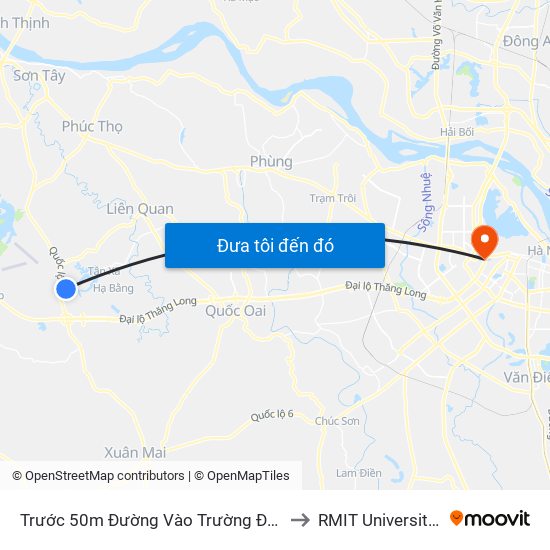 Trước 50m Đường Vào Trường Đh Fpt, Hòa Lạc to RMIT University Hanoi map