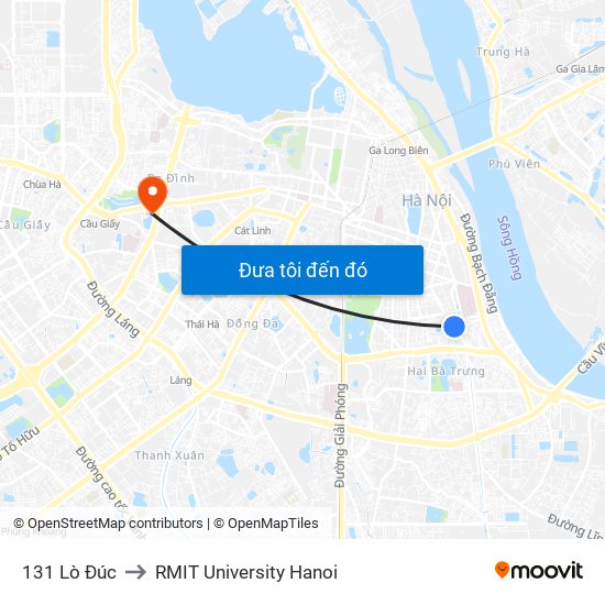 131 Lò Đúc to RMIT University Hanoi map
