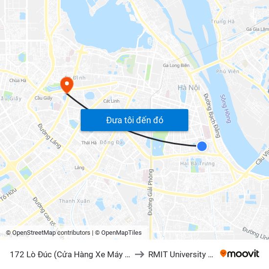 172 Lò Đúc (Cửa Hàng Xe Máy Hon Đa) to RMIT University Hanoi map