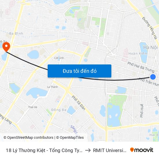 18 Lý Thường Kiệt - Tổng Công Ty Du Lịch Hà Nội to RMIT University Hanoi map