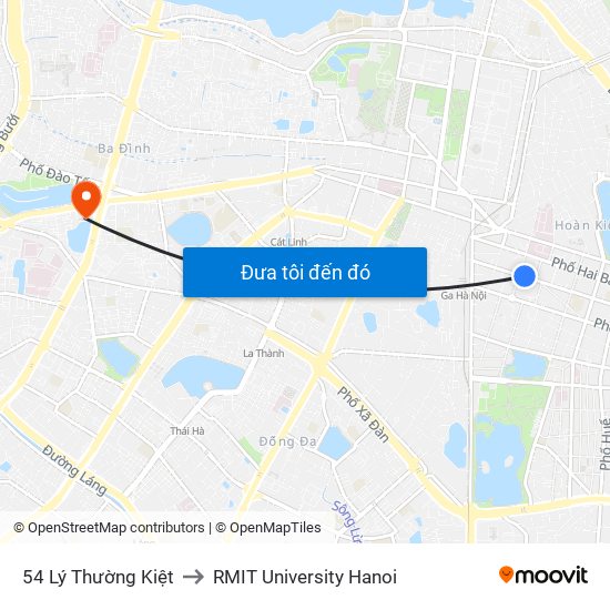 54 Lý Thường Kiệt to RMIT University Hanoi map