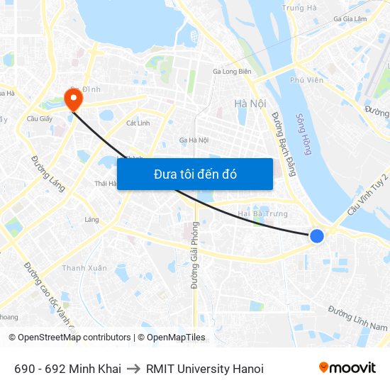 690 - 692 Minh Khai to RMIT University Hanoi map