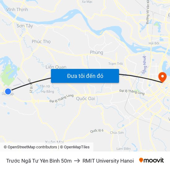 Trước Ngã Tư Yên Bình 50m to RMIT University Hanoi map