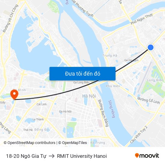 18-20 Ngô Gia Tự to RMIT University Hanoi map