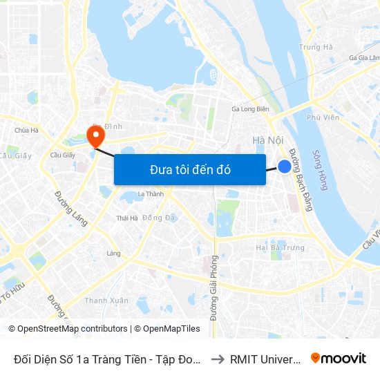 Đối Diện Số 1a Tràng Tiền - Tập Đoàn Hóa Chất Việt Nam to RMIT University Hanoi map