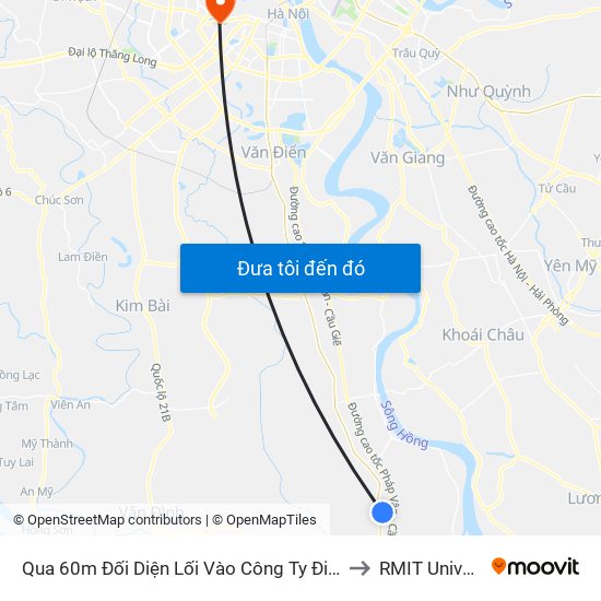 Qua 60m Đối Diện Lối Vào Công Ty Điện Lực Phú Xuyên - Quốc Lộ 1a to RMIT University Hanoi map