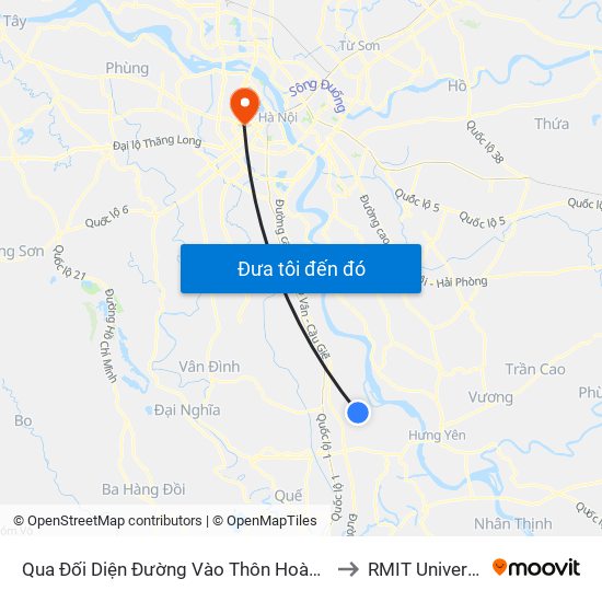 Qua Đối Diện Đường Vào Thôn Hoàng Nguyên 30m - Dt428 to RMIT University Hanoi map