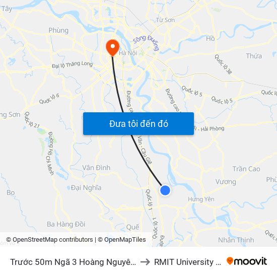 Trước 50m Ngã 3 Hoàng Nguyên - Dt428 to RMIT University Hanoi map