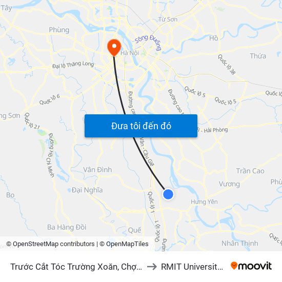 Trước Cắt Tóc Trường Xoăn, Chợ Bái - Dt428 to RMIT University Hanoi map